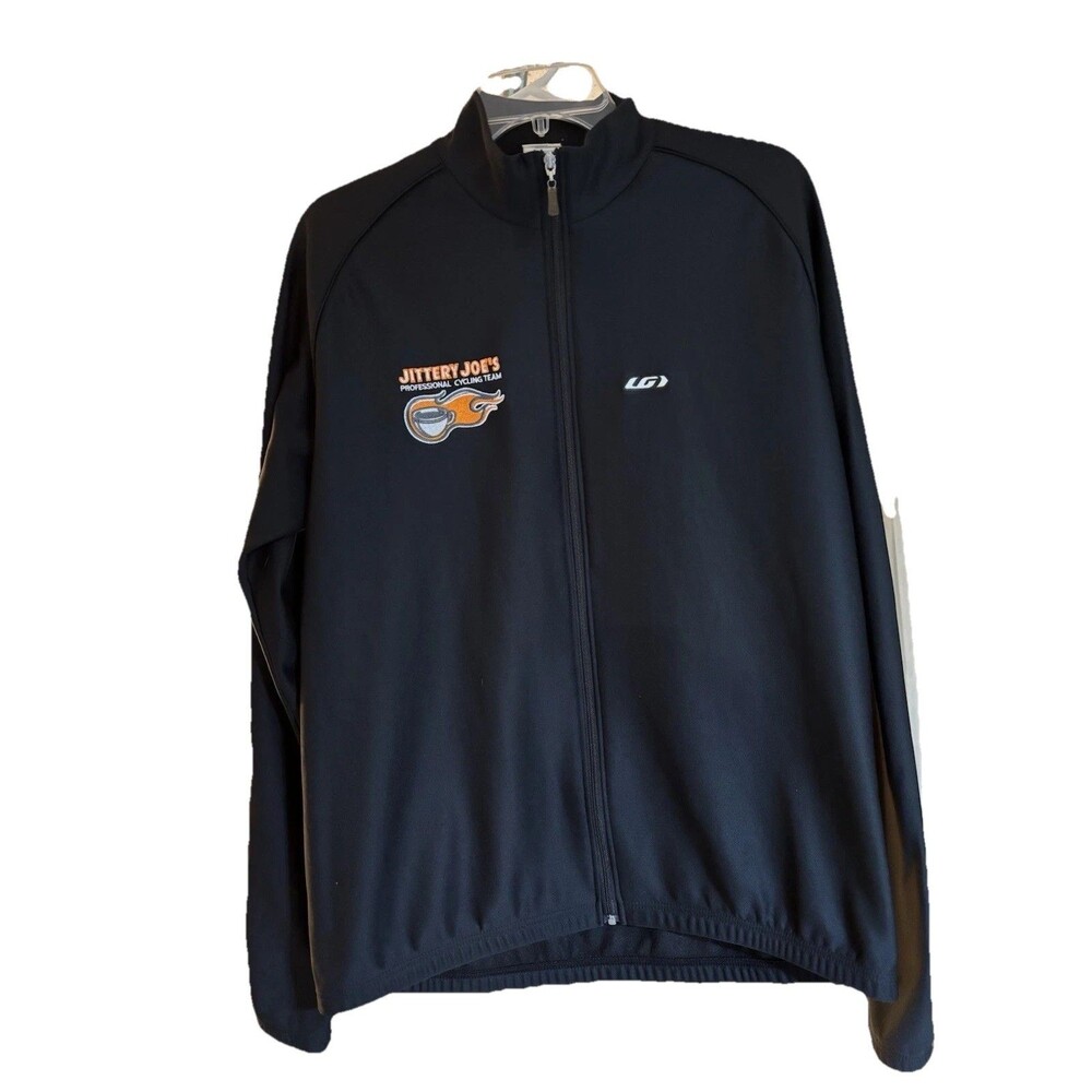 Vintage Louis Garneau Jittery Joes Cycling Team Jacket Black  Large